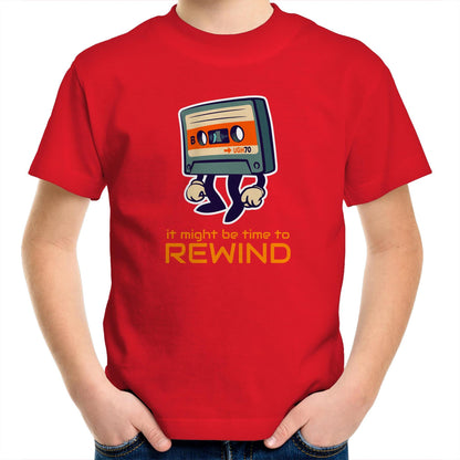 It Might Be Time To Rewind - Kids Youth Crew T-Shirt Red Kids Youth T-shirt Music Retro