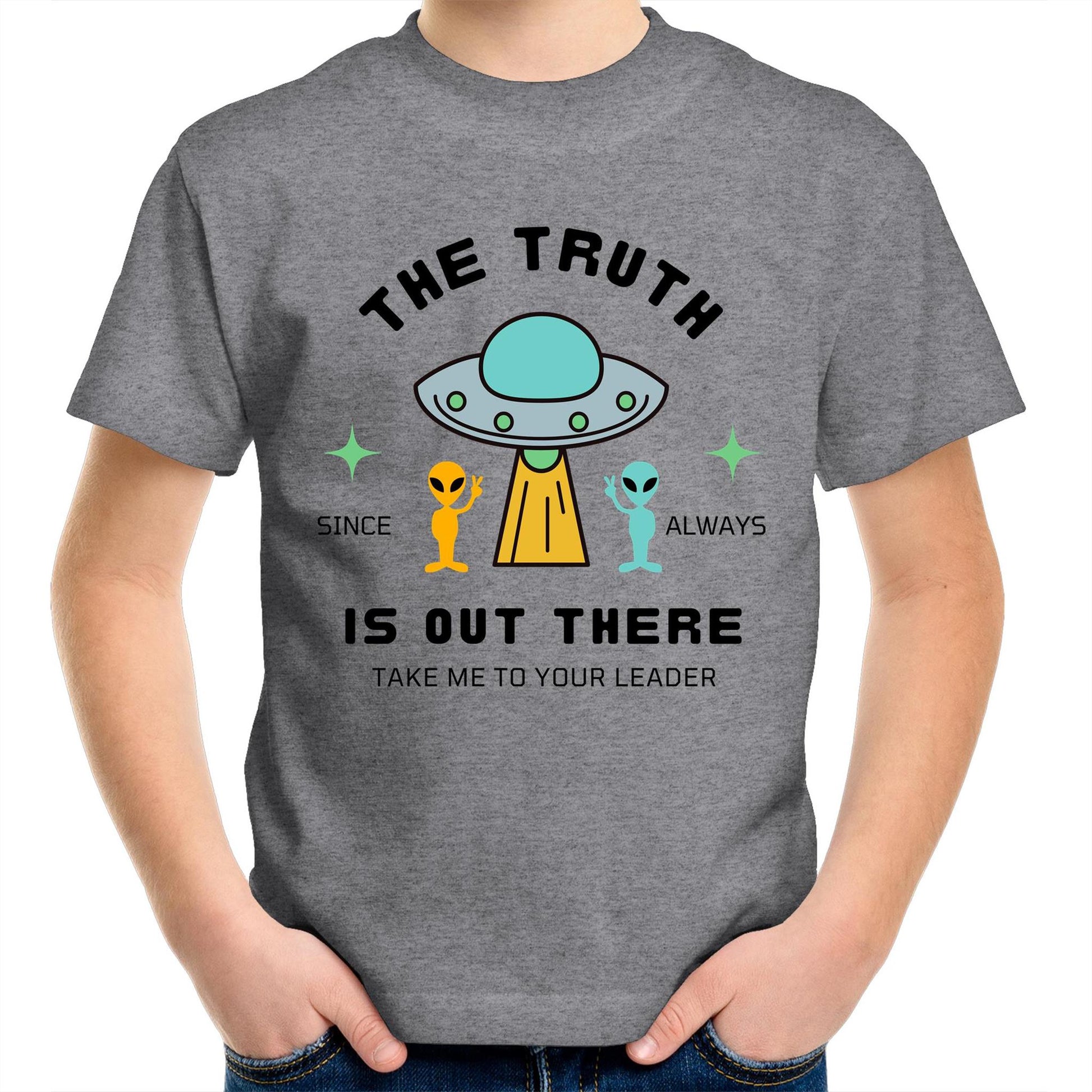 The Truth Is Out There - Kids Youth Crew T-Shirt Grey Marle Kids Youth T-shirt Sci Fi