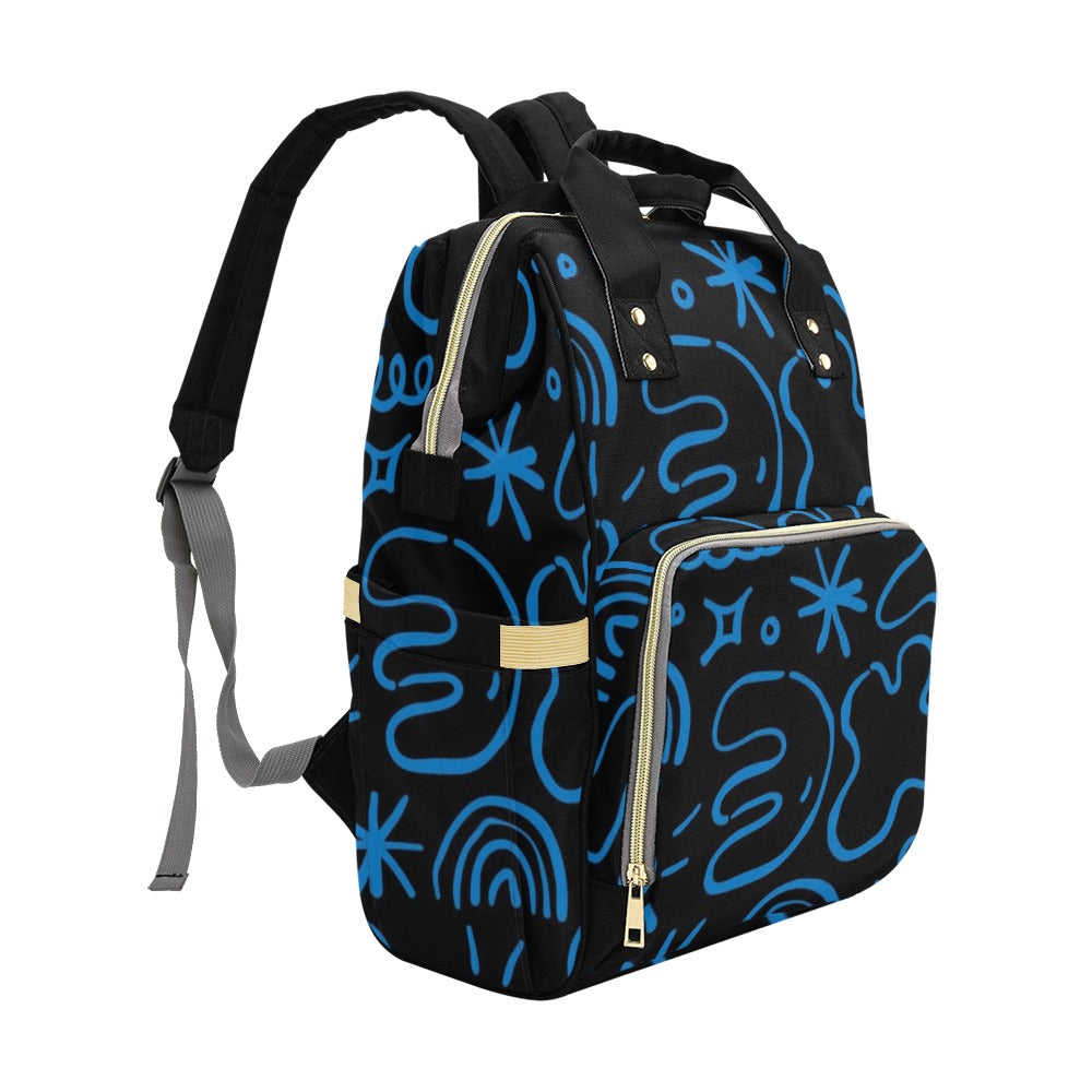 Blue Squiggle - Multi-Function Backpack Multifunction Backpack