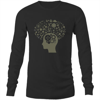 Science Brain - Long Sleeve T-Shirt Black Unisex Long Sleeve T-shirt Mens Science Womens