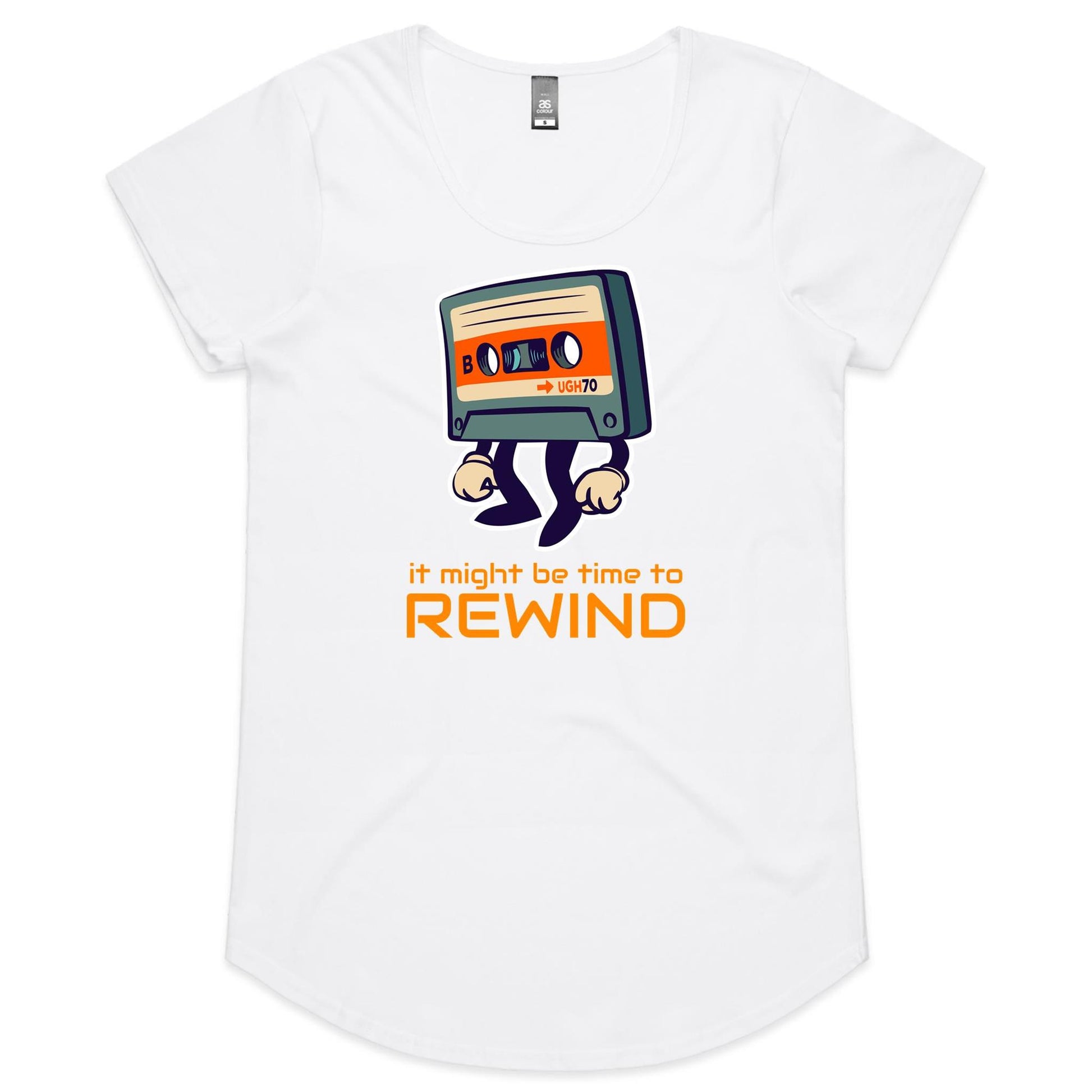 It Might Be Time To Rewind - Womens Scoop Neck T-Shirt White Womens Scoop Neck T-shirt Music Retro