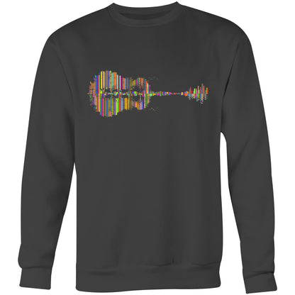 Guitar Reflection In Colour - Crew Sweatshirt Coal Sweatshirt Music