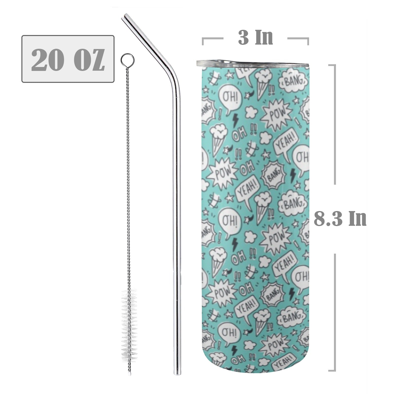 Comic Book Speech Bubbles - 20oz Tall Skinny Tumbler with Lid and Straw 20oz Tall Skinny Tumbler with Lid and Straw