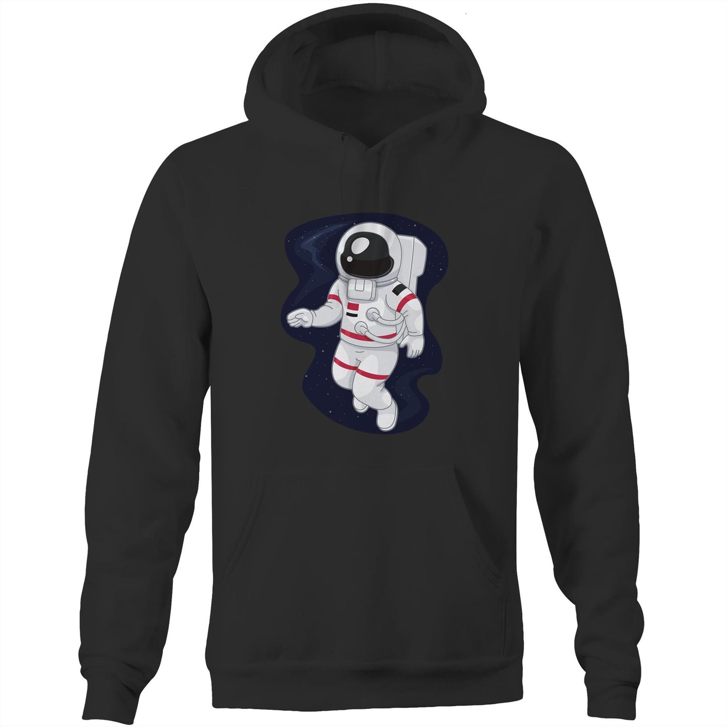 Astronaut - Pocket Hoodie Sweatshirt Black Heavyweight Hoodie Mens Space Womens