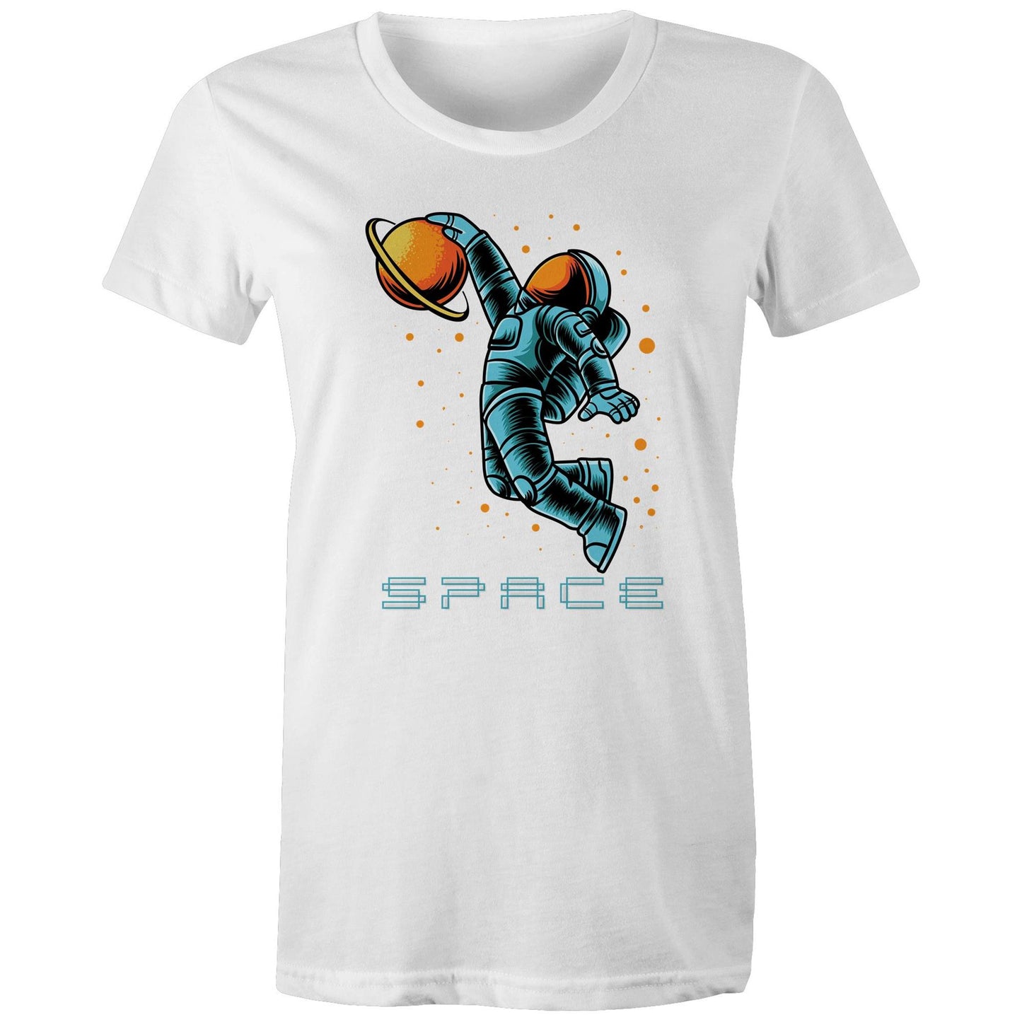 Astronaut Basketball - Womens T-shirt White Womens T-shirt Space