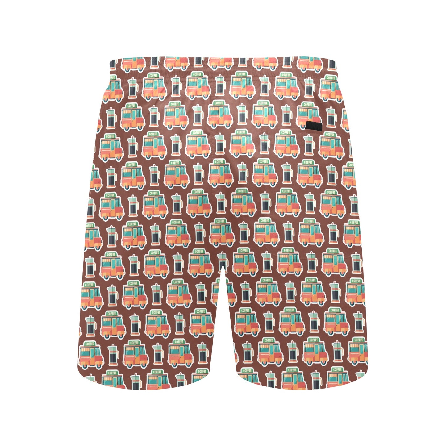 Coffee Van - Men's Mid-Length Beach Shorts Men's Mid-Length Beach Shorts Coffee Printed Offshore