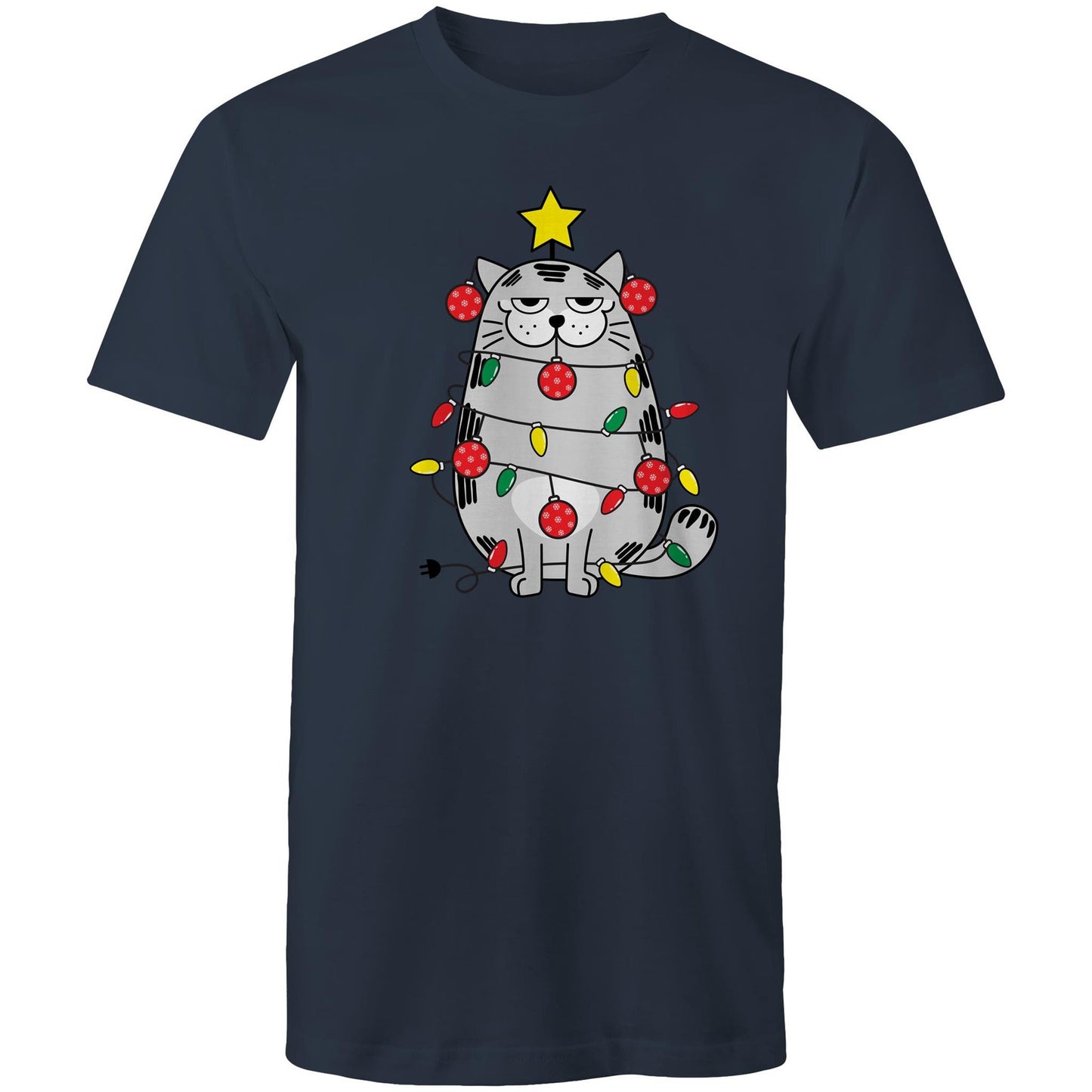 Christmas Cat - Mens T-Shirt Navy Christmas Mens T-shirt Merry Christmas
