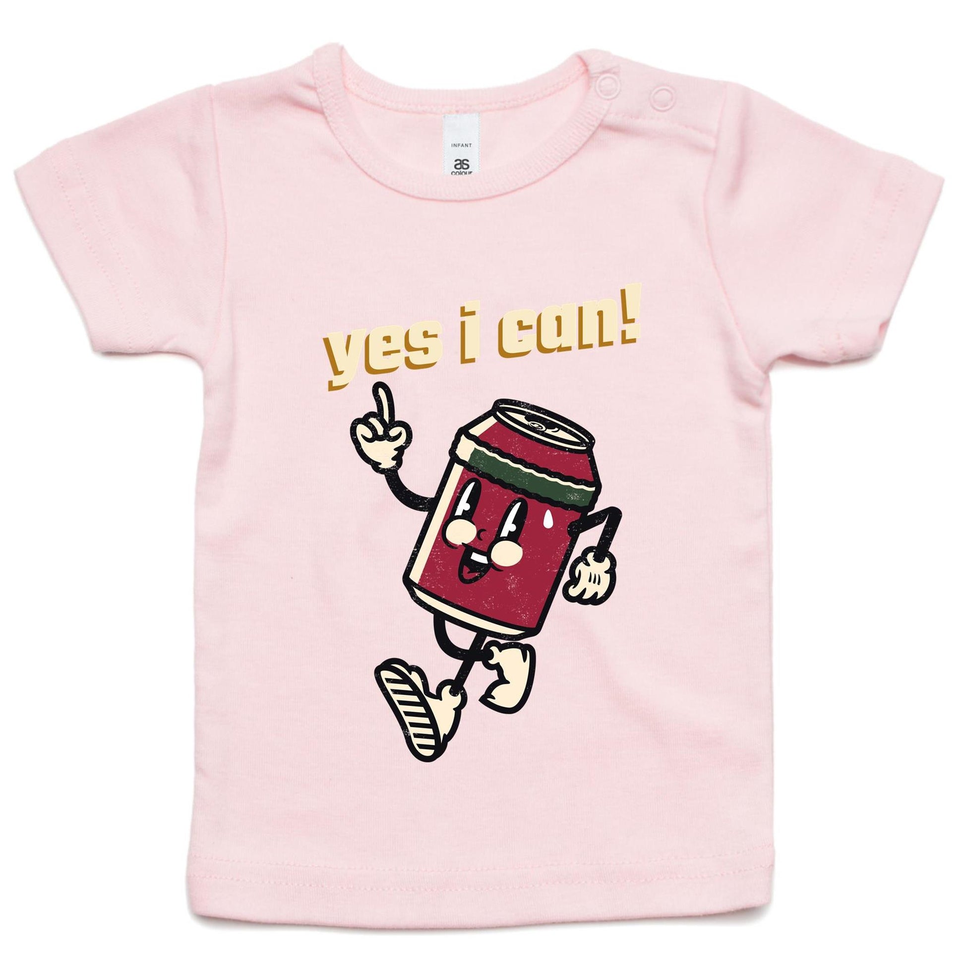 Yes I Can! - Baby T-shirt Pink Baby T-shirt Motivation Retro