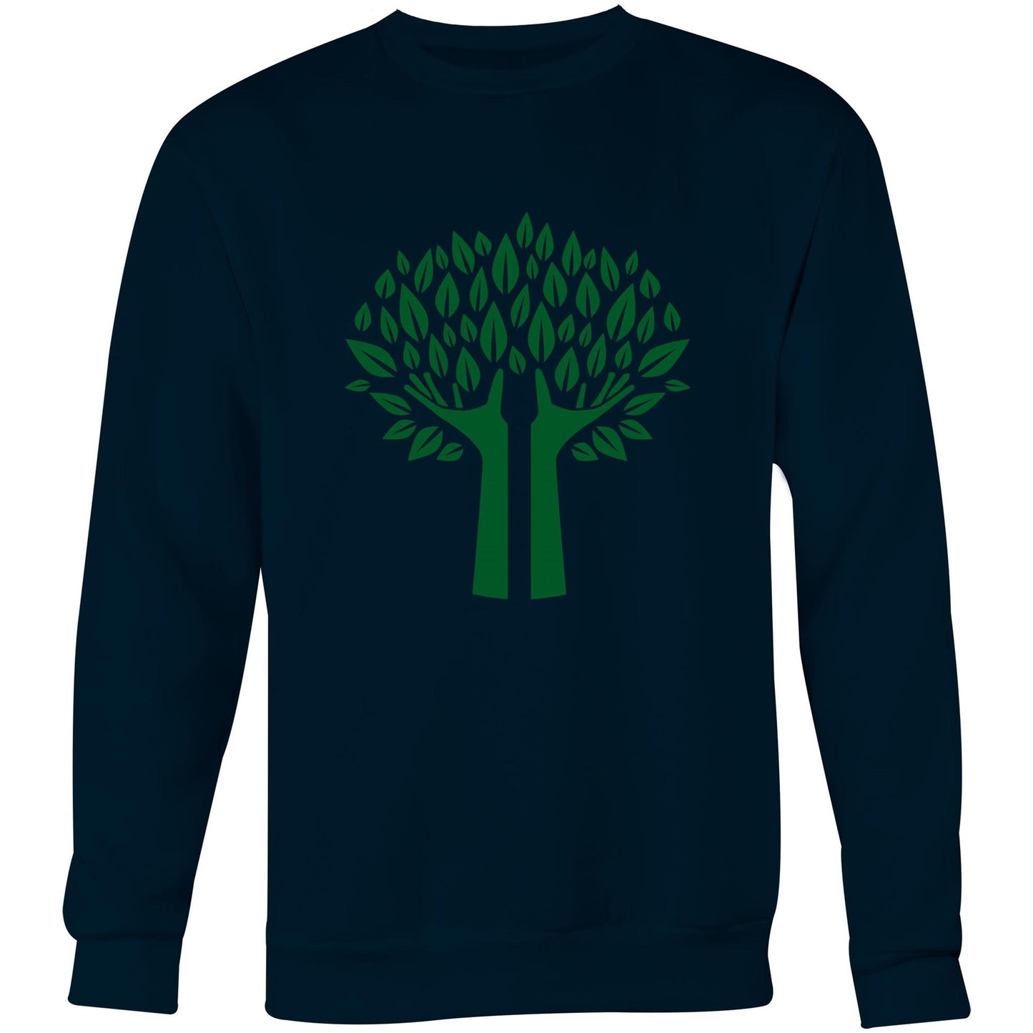 Green Tree - Crew Sweatshirt Navy Sweatshirt Environment Mens Plants Womens