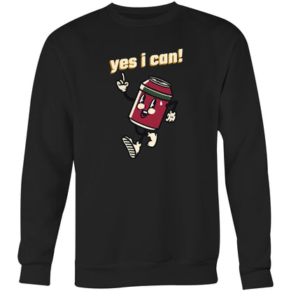 Yes I Can! - Crew Sweatshirt Black Sweatshirt Motivation Retro