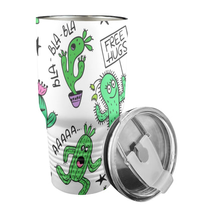 Chatty Cactus - 30oz Insulated Stainless Steel Mobile Tumbler 30oz Insulated Stainless Steel Mobile Tumbler Plants Printed Offshore