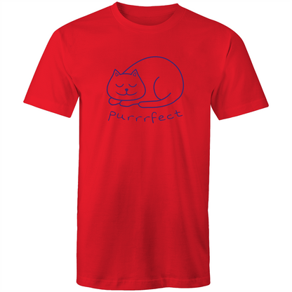 Purrrfect - Mens T-Shirt Red Mens T-shirt animal Mens