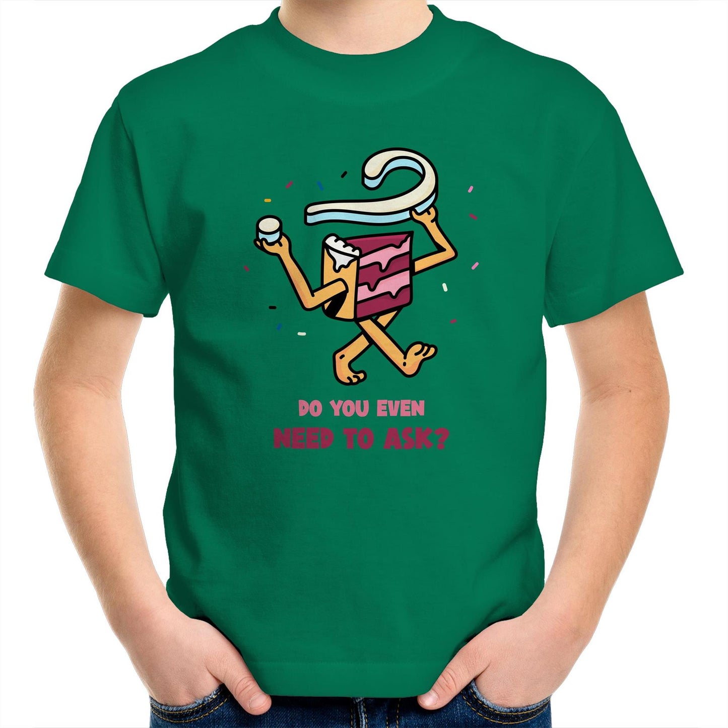 Cake, Do You Even Need To Ask - Kids Youth Crew T-Shirt Kelly Green Kids Youth T-shirt