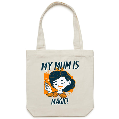 My Mum Is Magic - Canvas Tote Bag Cream One Size Tote Bag Mum Retro