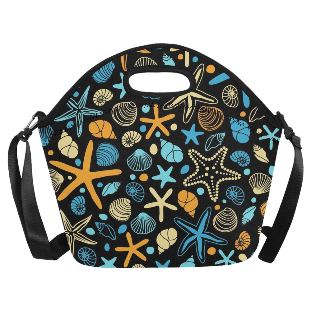 Starfish And Shells - Neoprene Lunch Bag/Large Neoprene Lunch Bag/Large animal Printed Offshore Summer