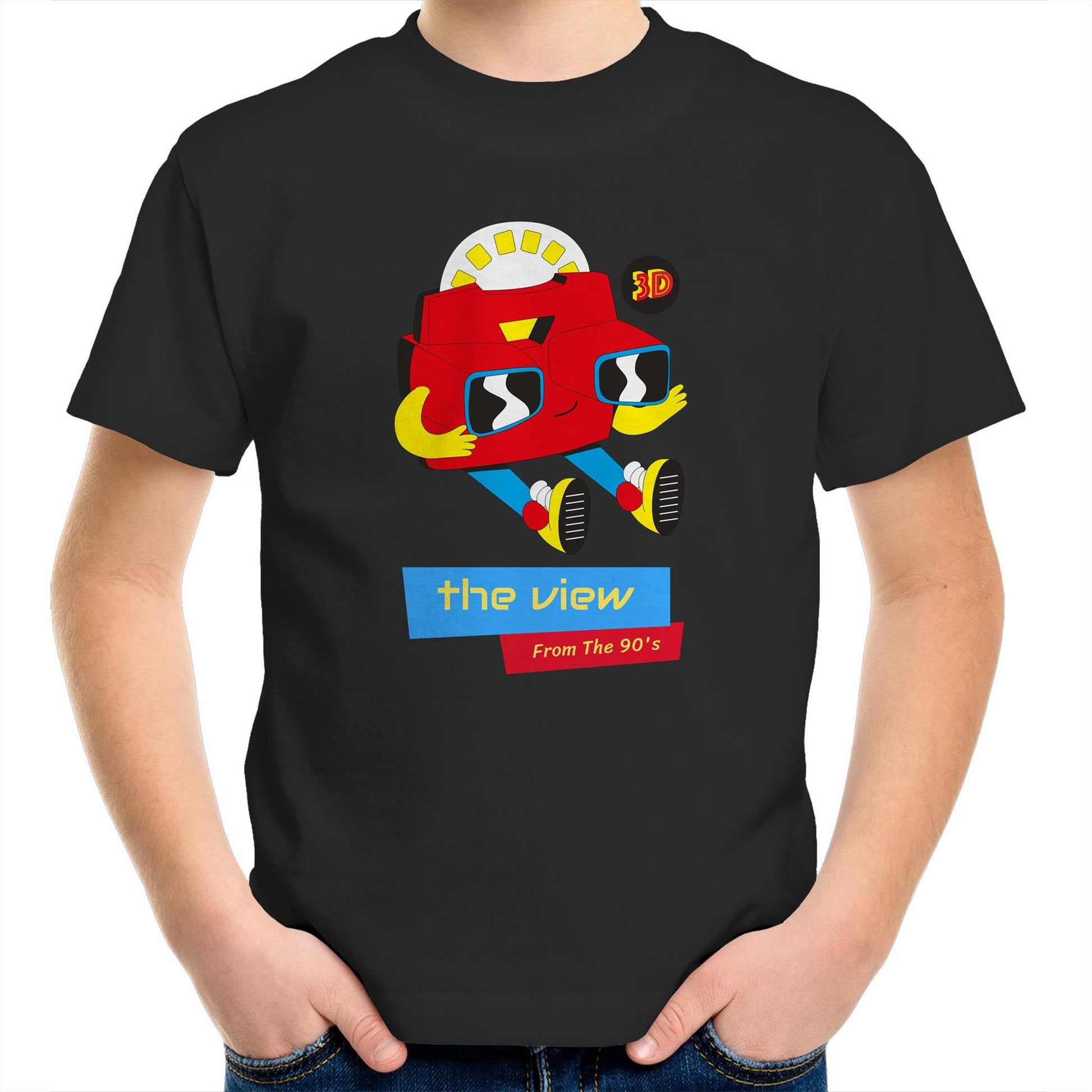 The View From The 90's - Kids Youth Crew T-Shirt Black Kids Youth T-shirt Retro