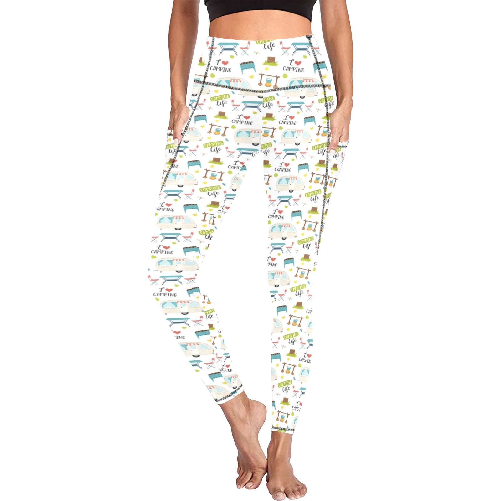 Camping Life - Women's Leggings with Pockets Women's Leggings with Pockets S - 2XL Printed Offshore Summer