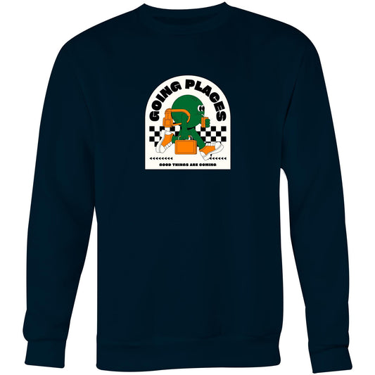 Going Places - Crew Sweatshirt Navy Sweatshirt Retro