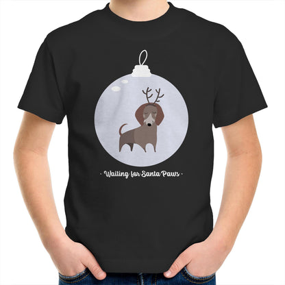 Santa Paws - Kids Youth Crew T-Shirt Black Christmas Kids T-shirt Merry Christmas