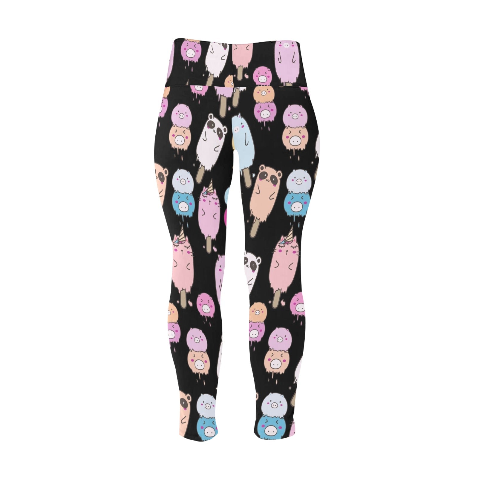 Cute Animal Ice Blocks - Women's Extra Plus Size High Waist Leggings Women's Extra Plus Size High Waist Leggings animal Food Printed Offshore Summer