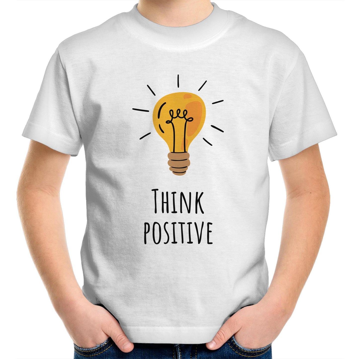 Think Positive - Kids Youth Crew T-Shirt White Kids Youth T-shirt