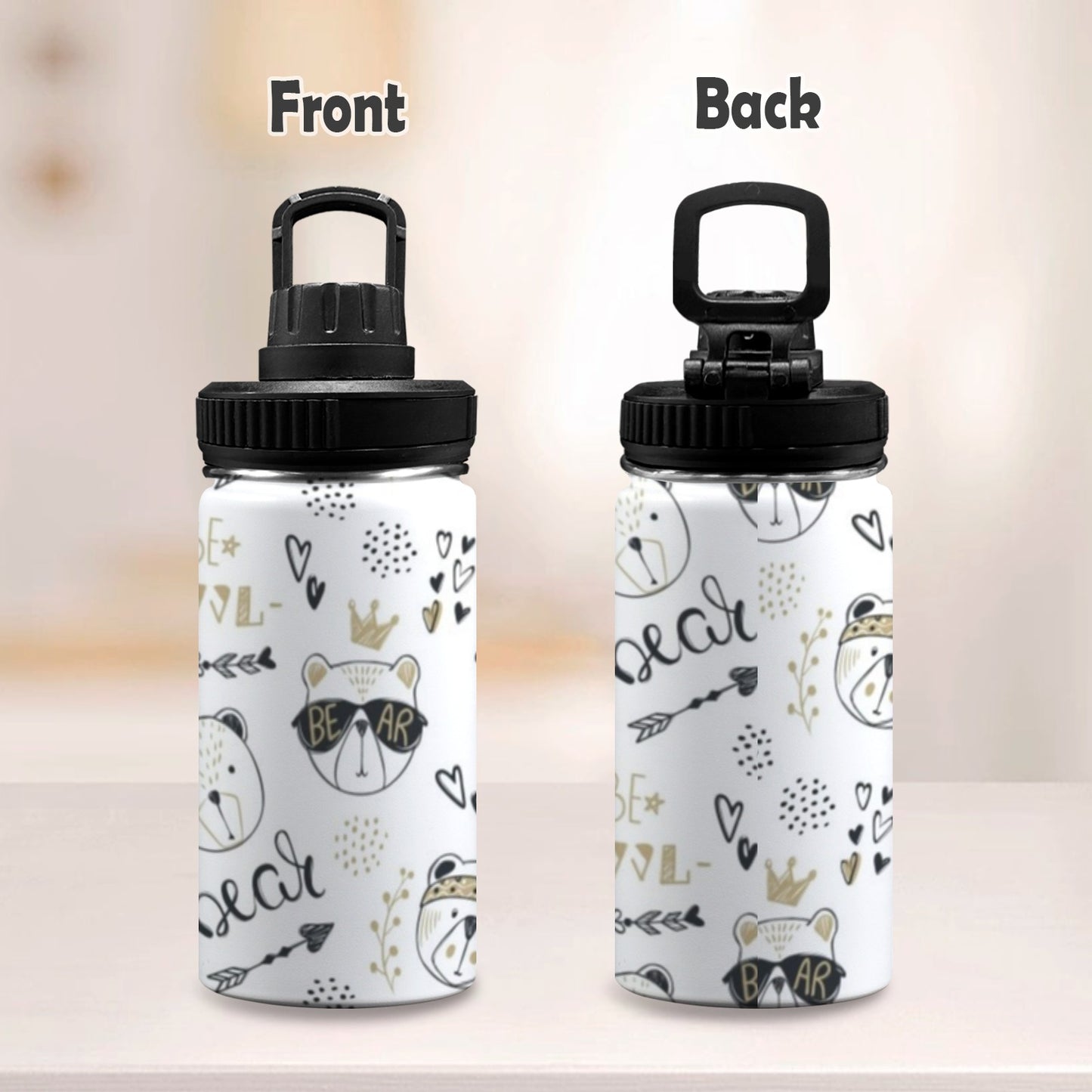 Bears - Kids Water Bottle with Chug Lid (12 oz) Kids Water Bottle with Chug Lid animal
