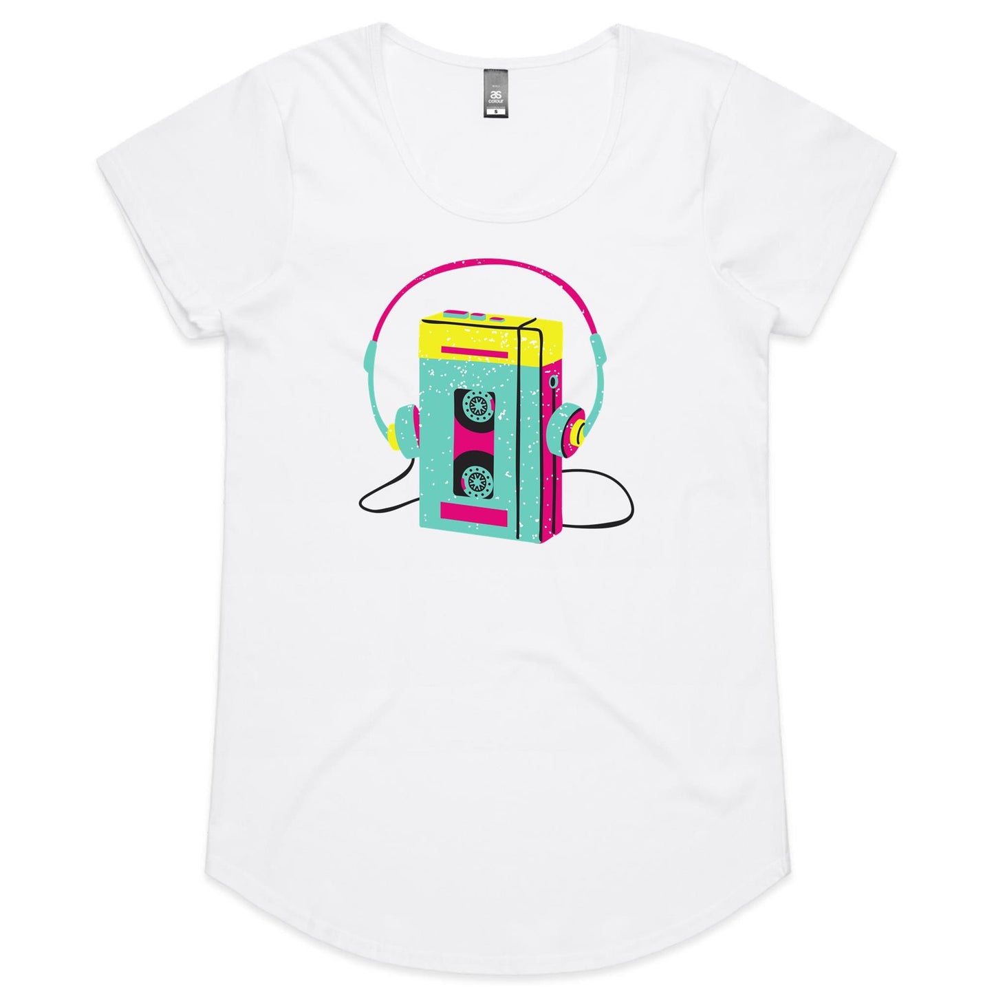 Wired For Sound - Womens Scoop Neck T-Shirt White Womens Scoop Neck T-shirt Music Retro Womens