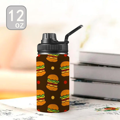 Burgers - Kids Water Bottle with Chug Lid (12 oz) Kids Water Bottle with Chug Lid