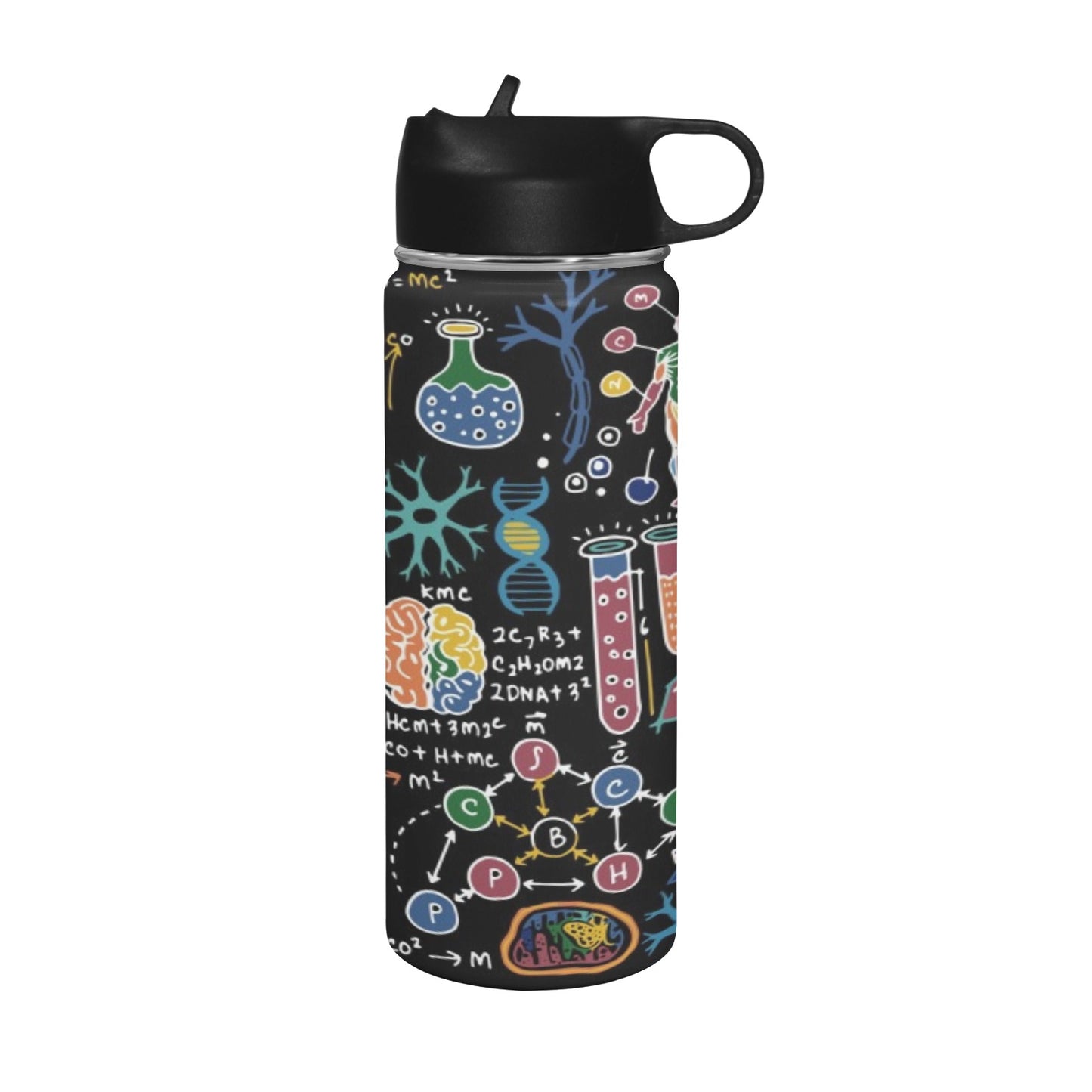 Science Time Insulated Water Bottle with Straw Lid (18 oz) Insulated Water Bottle with Straw Lid Printed Offshore