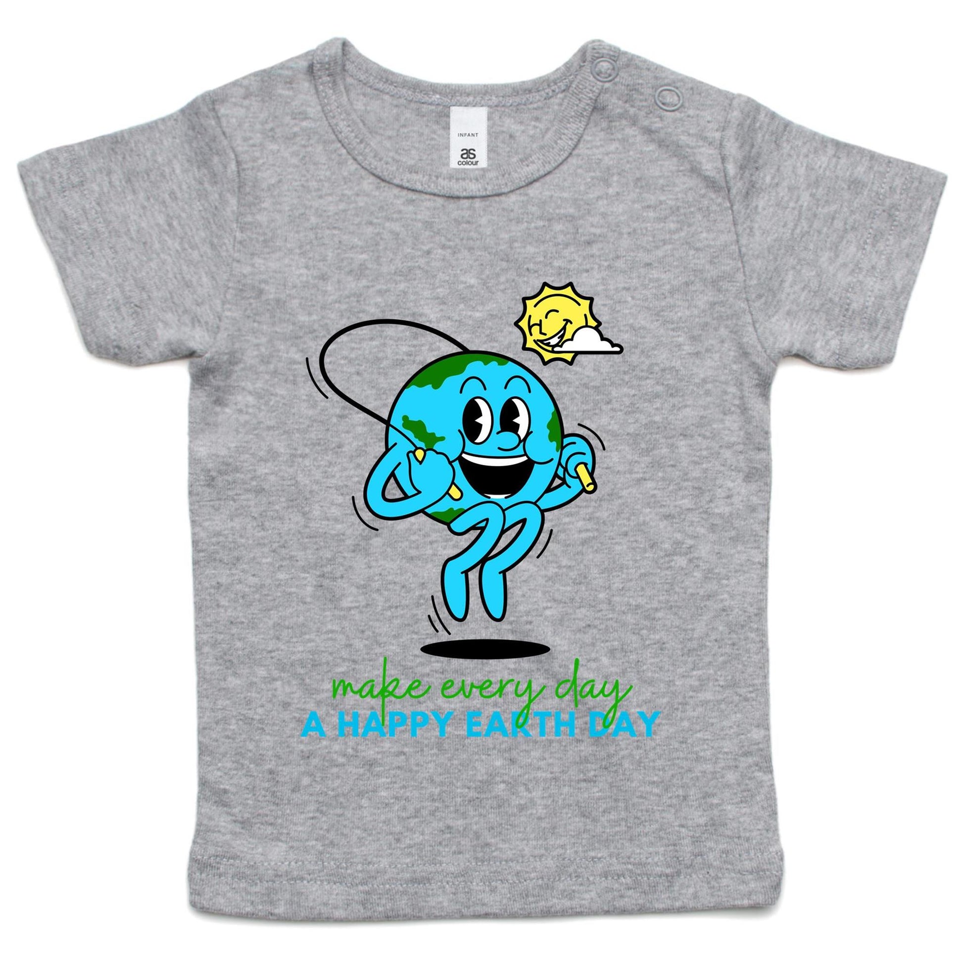 Make Every Day A Happy Earth Day - Baby T-shirt Grey Marle Baby T-shirt Environment