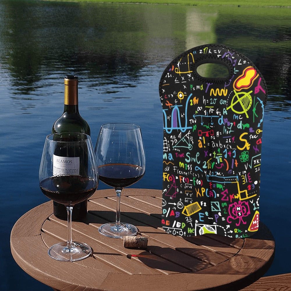 Math Scribbles - 2-Bottle Neoprene Wine Bag 2 Bottle Wine Bag Printed Offshore