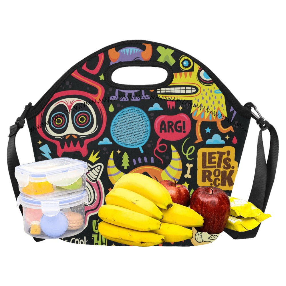 Monster Kids - Neoprene Lunch Bag/Large Neoprene Lunch Bag/Large Printed Offshore Sci Fi