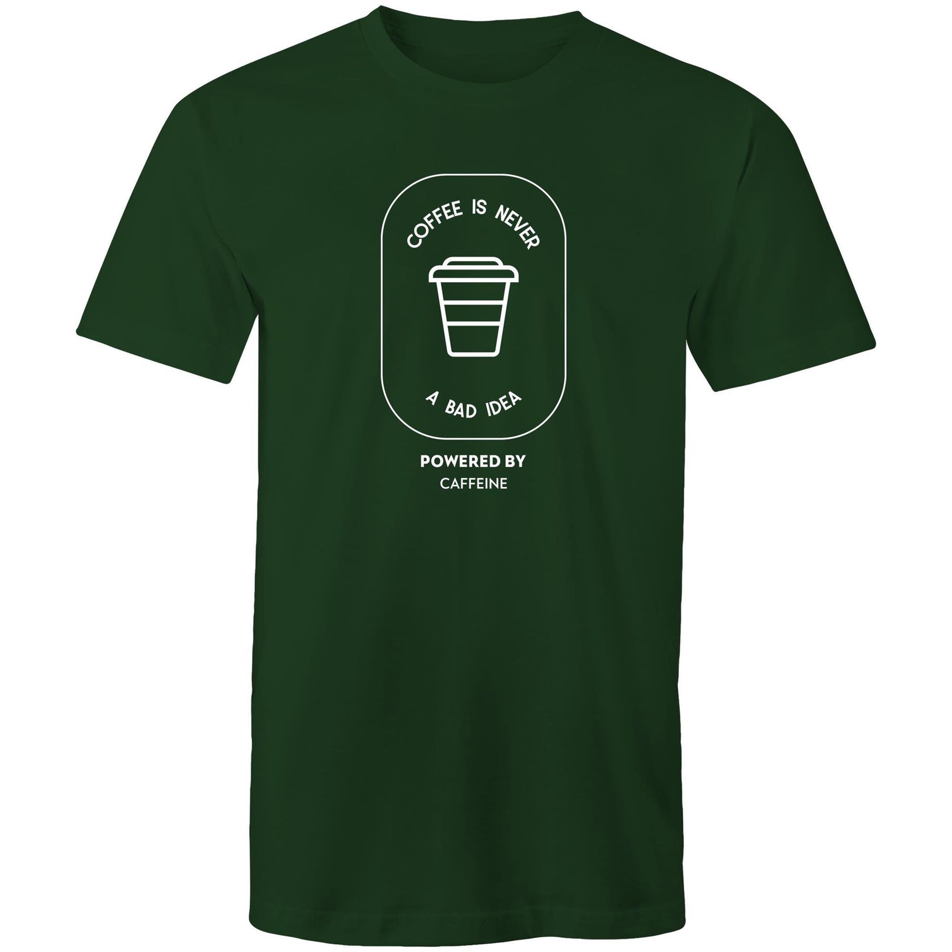 Powered By Caffeine - Mens T-Shirt Forest Green Mens T-shirt Coffee Mens