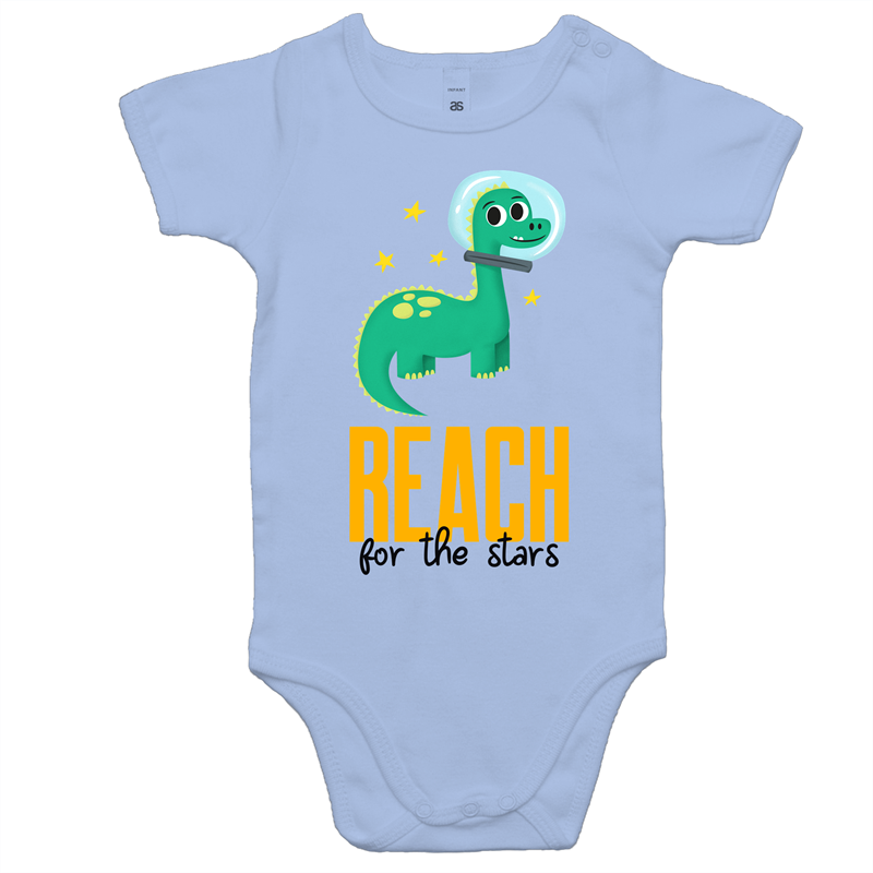 Reach For The Stars - Baby Bodysuit Powder Blue Baby Bodysuit animal kids