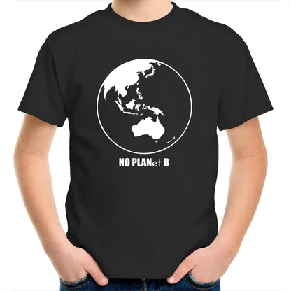 No Planet B - Kids Youth Crew T-Shirt Black Kids Youth T-shirt Environment
