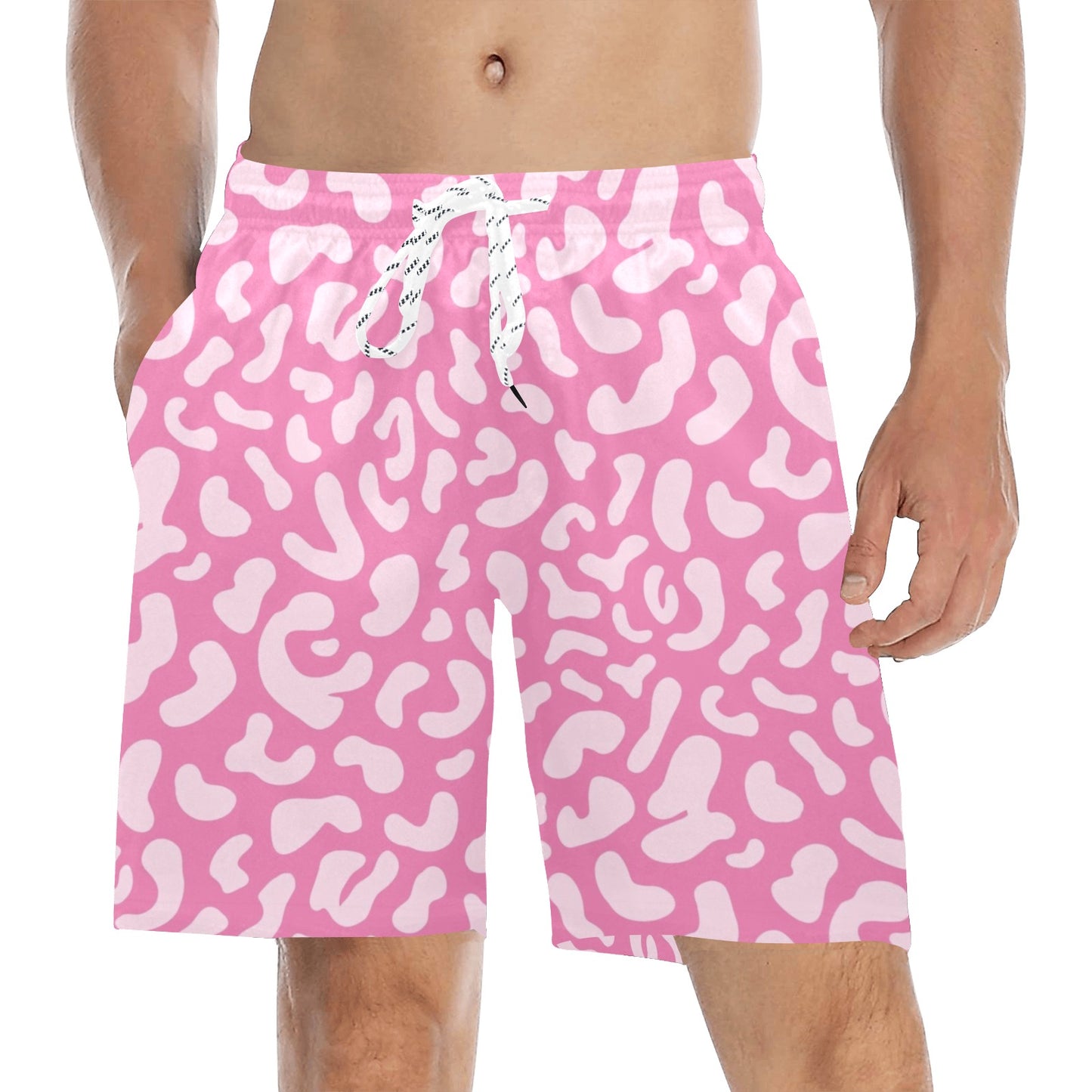 Pink Leopard - Men's Mid-Length Beach Shorts Men's Mid-Length Beach Shorts animal Printed Offshore