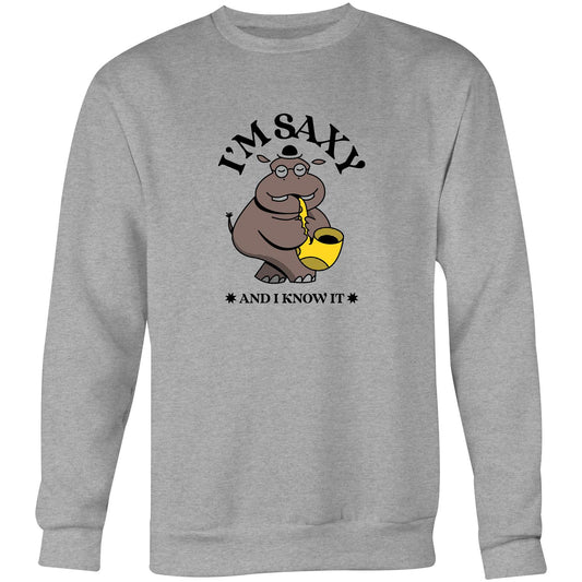 I'm Saxy And I Know It - Crew Sweatshirt Grey Marle Sweatshirt animal Music