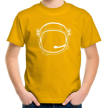 Astronaut Helmet - Kids Youth Crew T-Shirt Gold Kids Youth T-shirt Space