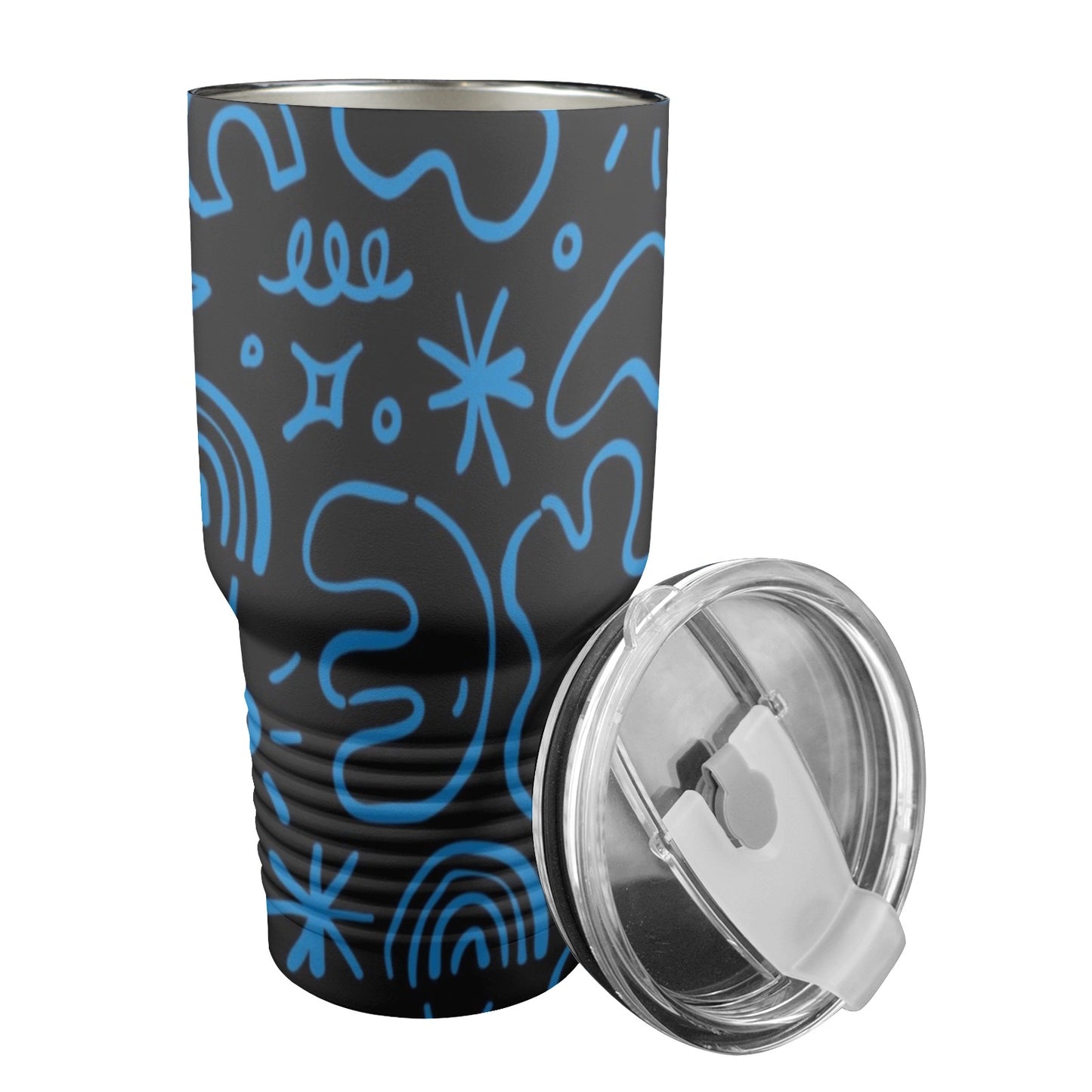 Blue Squiggle - 30oz Insulated Stainless Steel Mobile Tumbler 30oz Insulated Stainless Steel Mobile Tumbler Printed Offshore