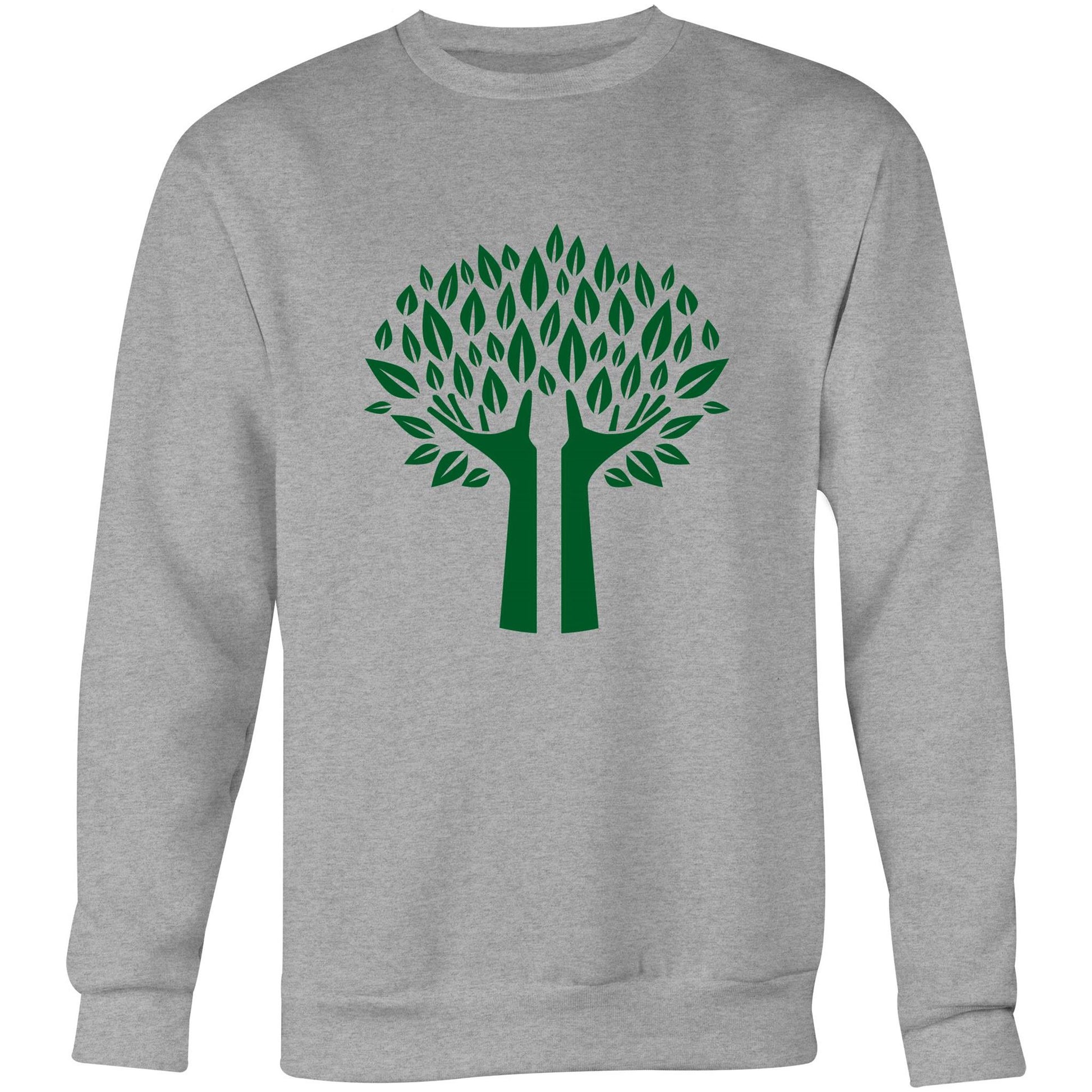 Green Tree - Crew Sweatshirt Grey Marle Sweatshirt Environment Mens Plants Womens