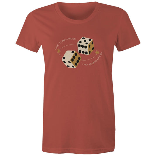 Dice, Take Your Chances - Womens T-shirt Coral Womens T-shirt Games