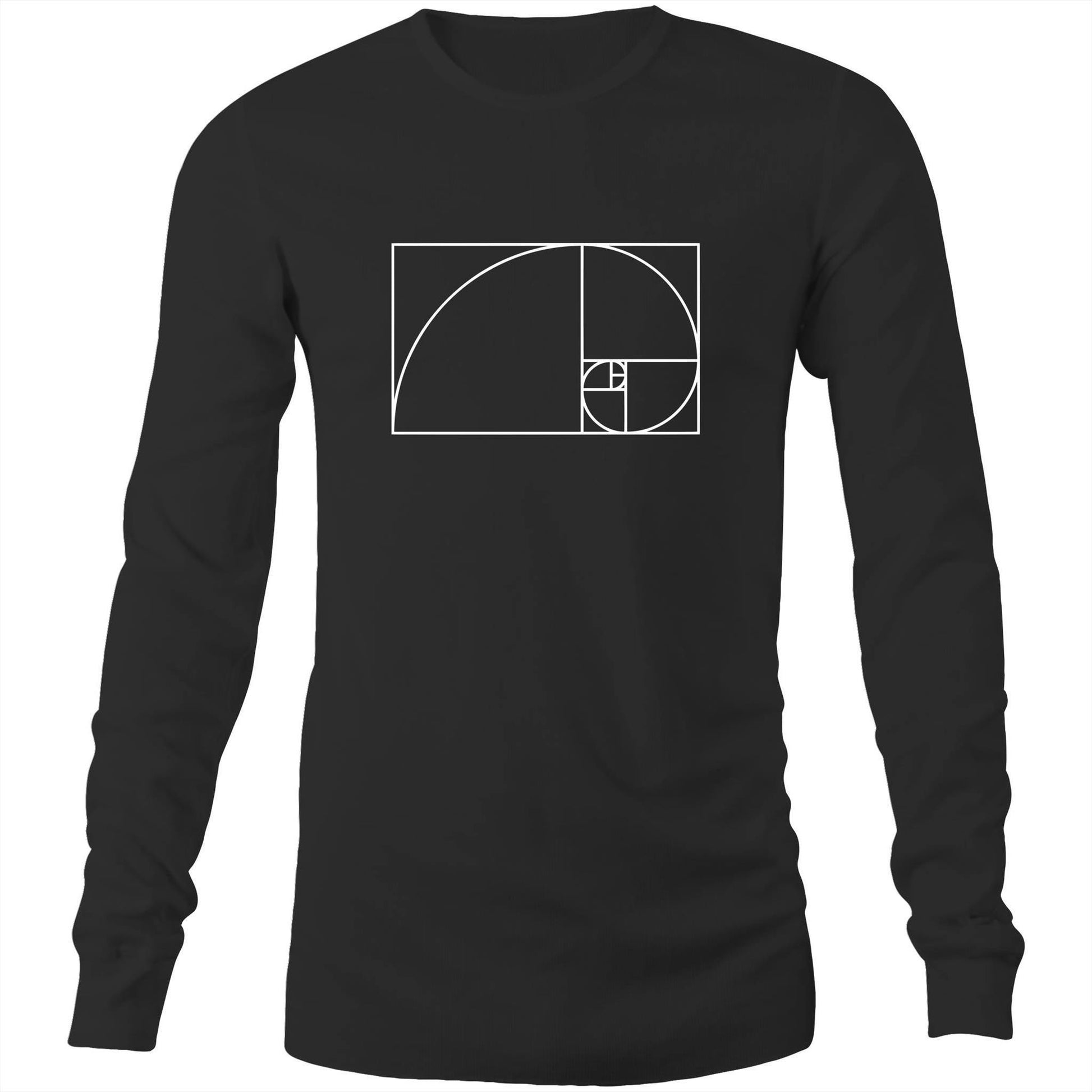 Fibonacci - Long Sleeve T-Shirt Black Unisex Long Sleeve T-shirt Maths Mens Science Womens
