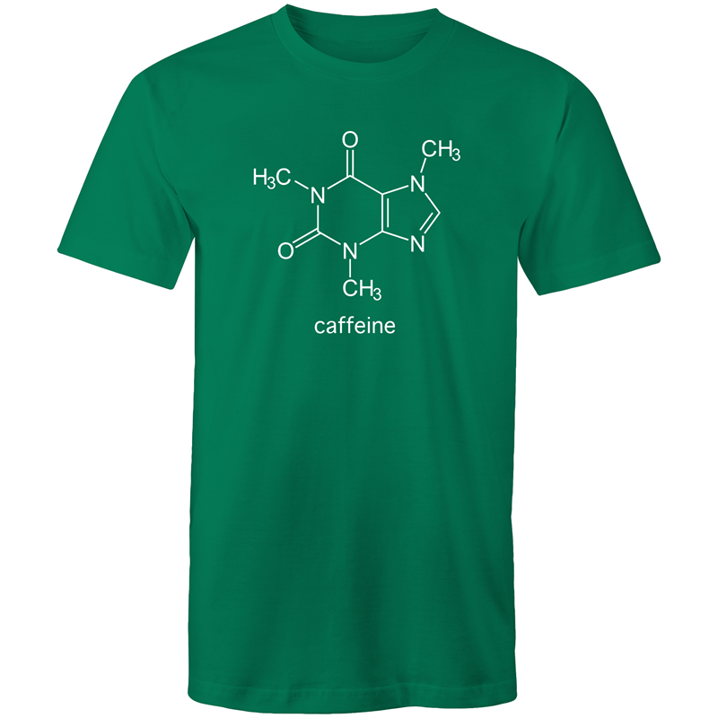 Caffeine Molecule - Mens T-Shirt Kelly Green Mens T-shirt Coffee Mens Science