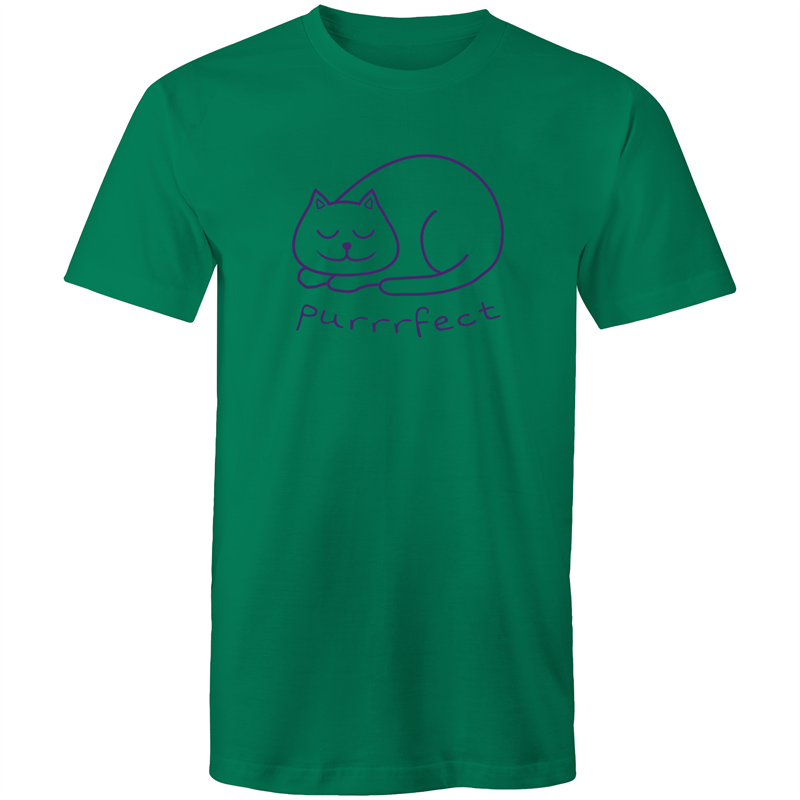 Purrrfect - Mens T-Shirt Kelly Green Mens T-shirt animal Mens