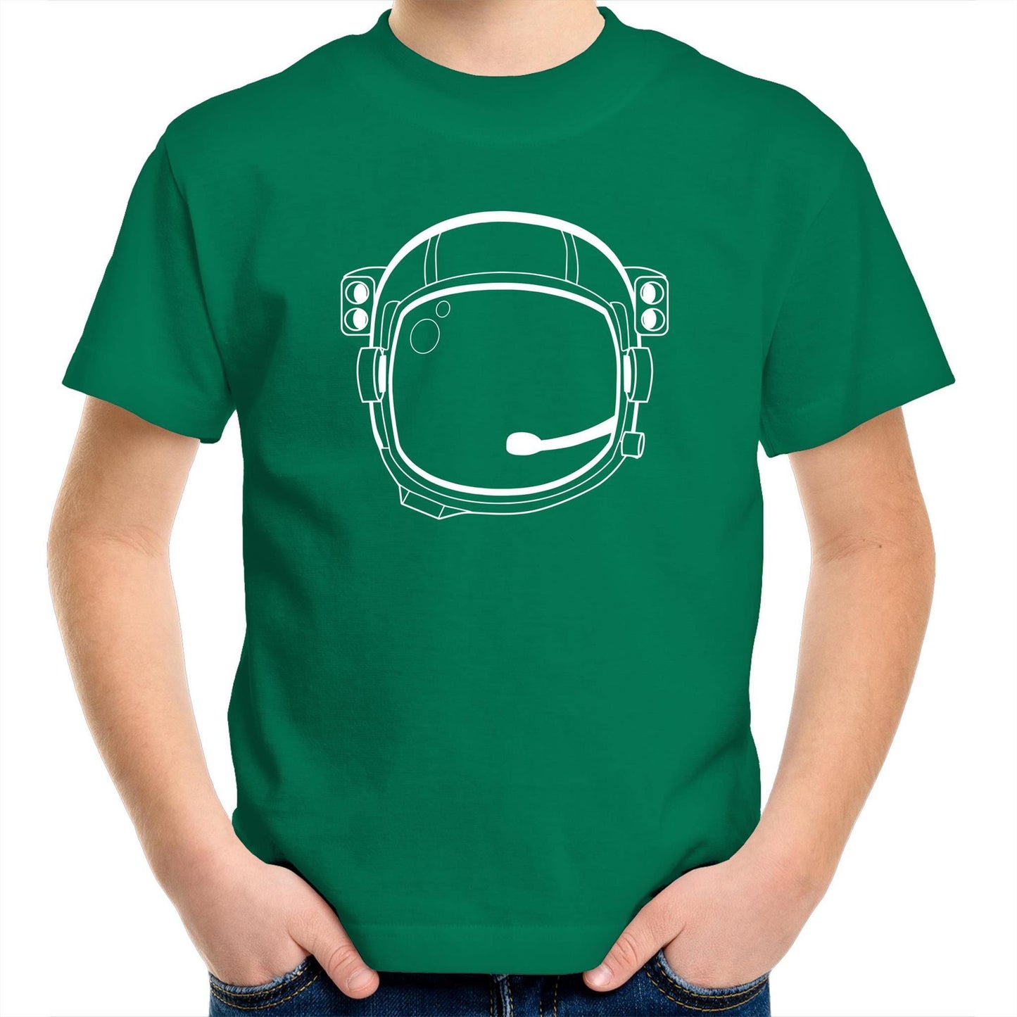 Astronaut Helmet - Kids Youth Crew T-Shirt Kelly Green Kids Youth T-shirt Space