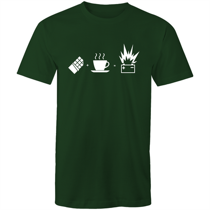 Chocolate + Coffee = Energy - Mens T-Shirt Forest Green Mens T-shirt Coffee Funny Mens