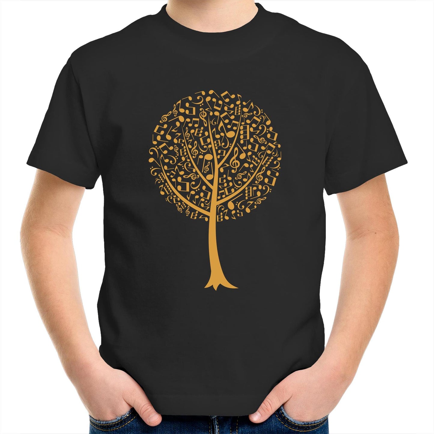 Music Tree - Kids Youth Crew T-Shirt Black Kids Youth T-shirt Music Plants