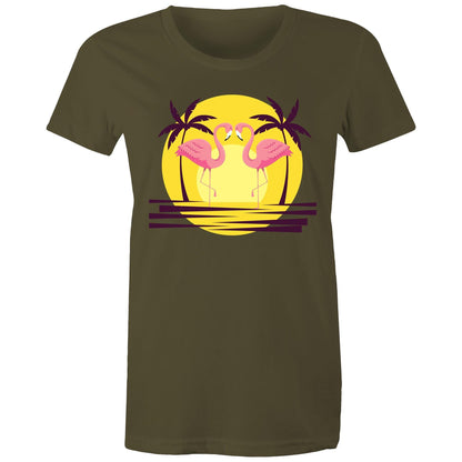 Flamingo Love - Women's T-shirt Army Womens T-shirt animal Retro Summer Womens