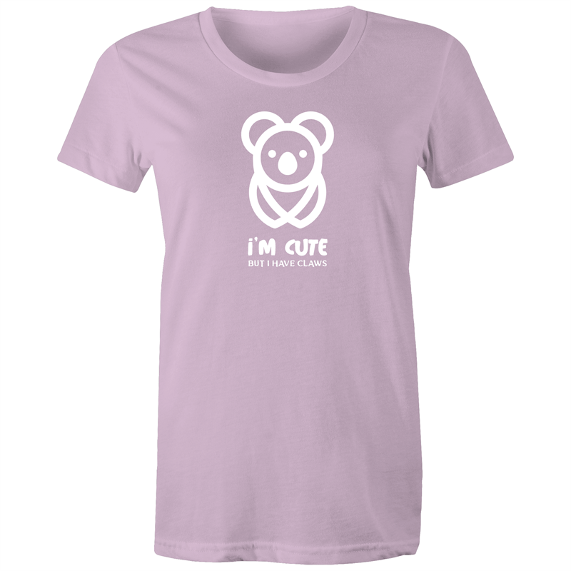 Koala, I'm Cute But I Have Claws - Women's T-shirt Lavender Womens T-shirt animal Funny Womens