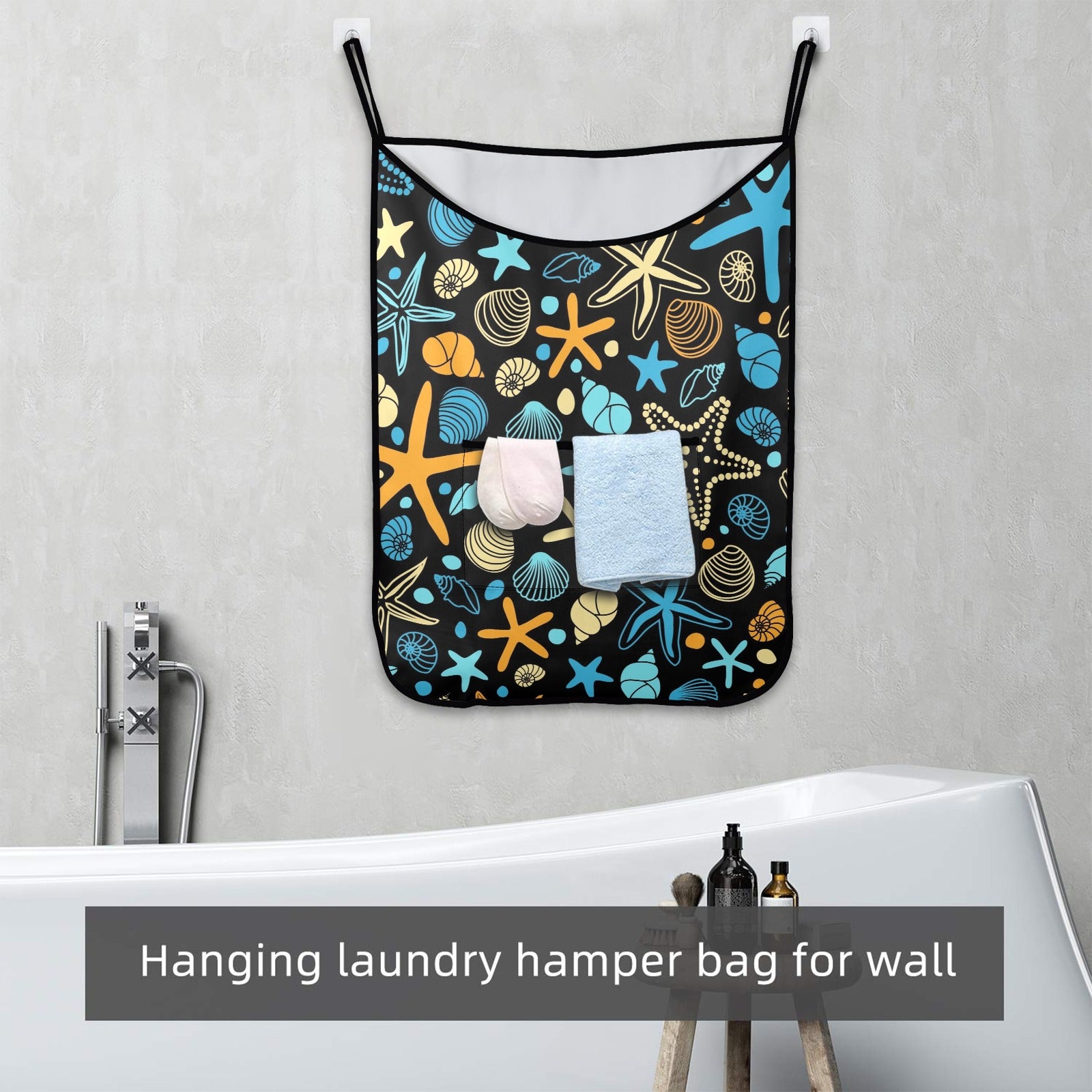 Starfish And Shells - Hanging Laundry Bag Hanging Laundry Bag Printed Offshore